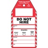 Do Not Hire-tag, Engels, Zwart op rood, wit, 80,00 mm (B) x 150,00 mm (H)